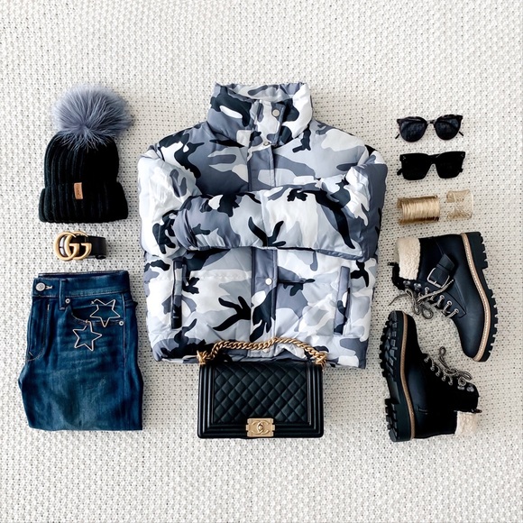 superdown Jackets & Blazers - small blue camo Superdown cropped jacket